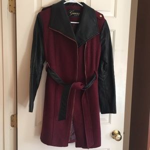 Maroon and leather jacket